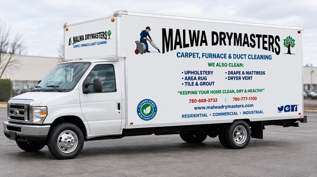 Malwa Drymasters service truck, fully wrapped by Car Wrap Edmonton